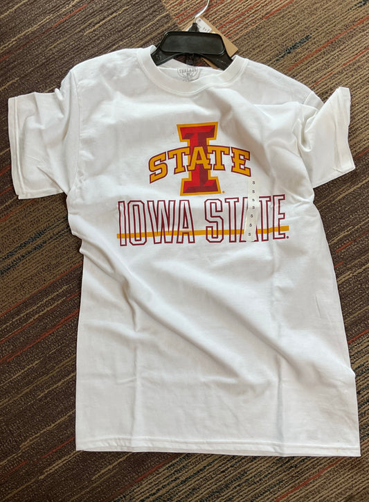 Iowa State “State” White Short Sleeve T-Shirt (Size Variation)
