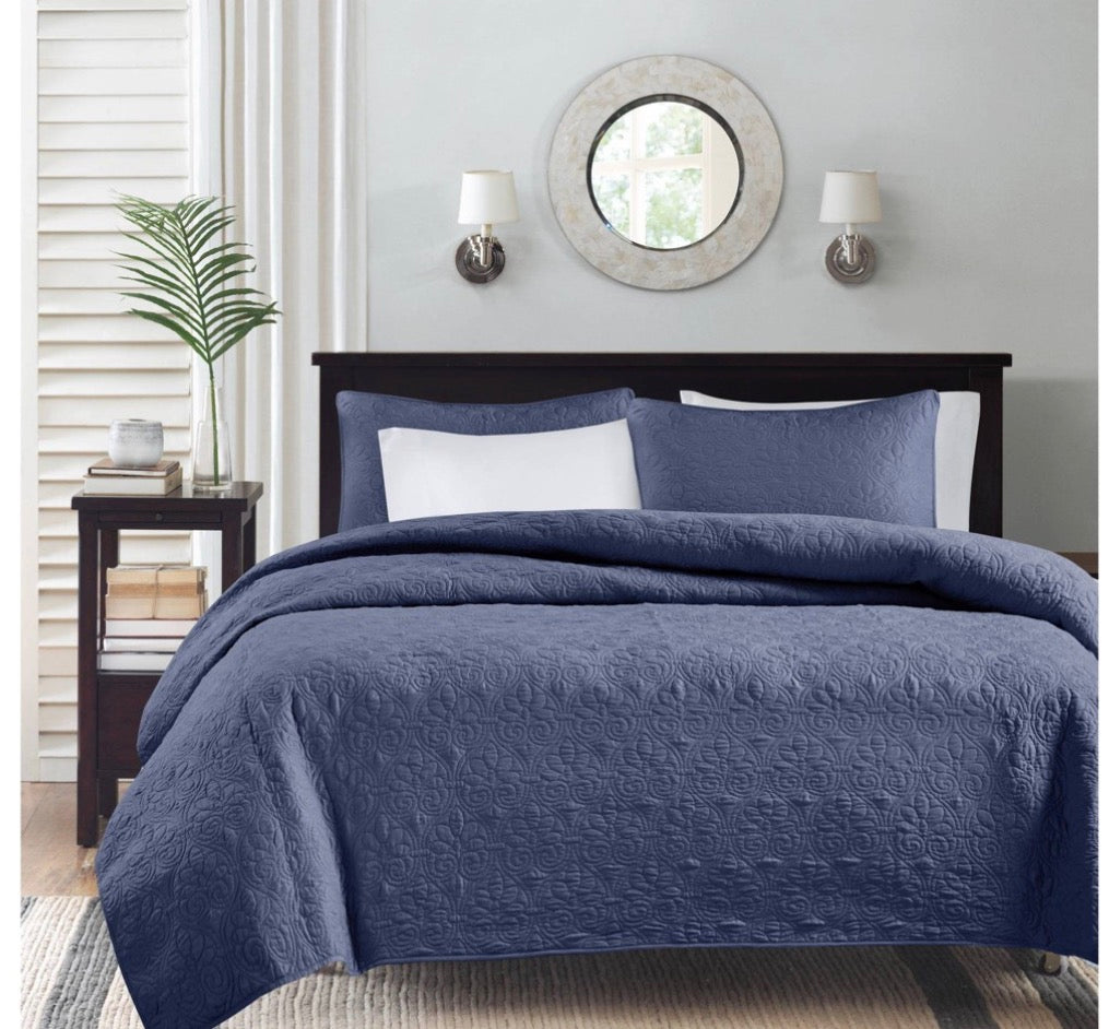 Madison Park Mansfield Antimicrobial Treated Reversible Quilt Set king/cal king