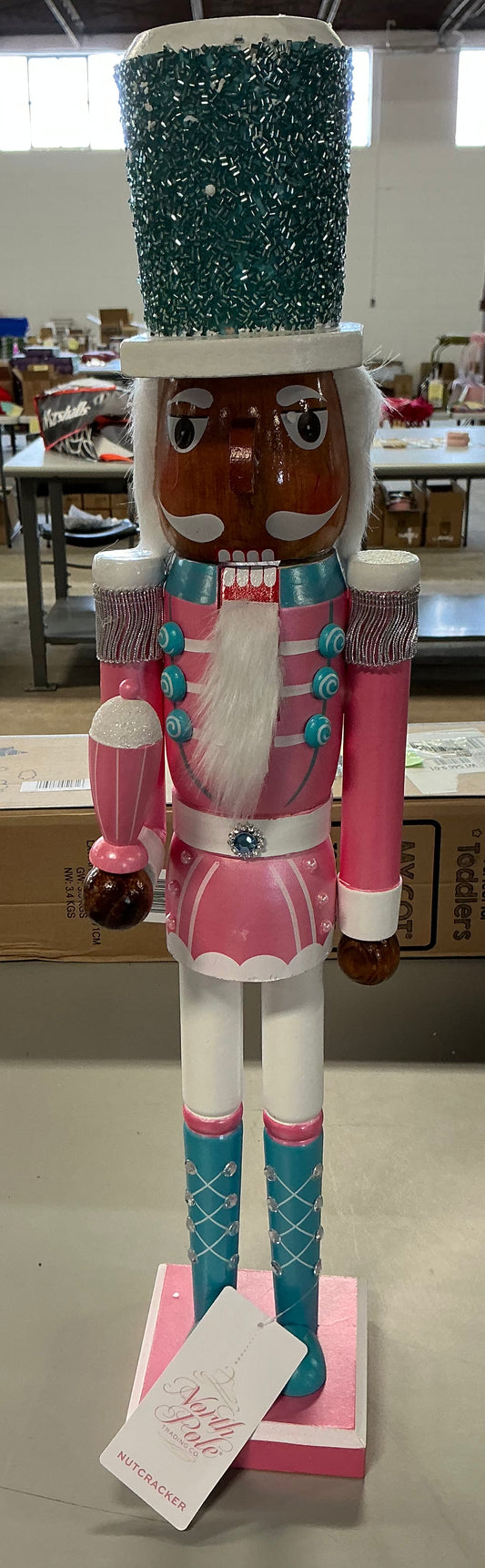 North Pole Trading Co 24” Pink Wood Christmas Nutcracker
