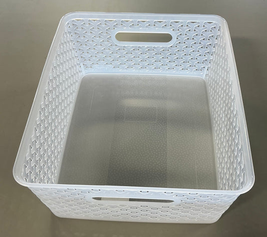 Clear storage basket 13”x11”x5”