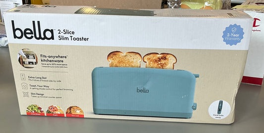 THRIFTY 70 - Bella 2-slice slim toaster - Blue - AS IS - USED - FINAL SALE - NO RETURNS