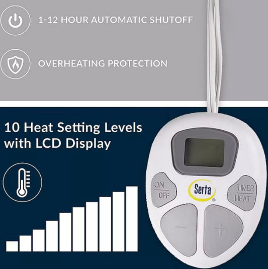Serta Microfiber Heated Mattress Pad Full