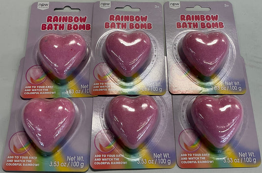 Rainbow Heart Bath Bombs, each weighing 3.53 oz (100g)-6 pcs