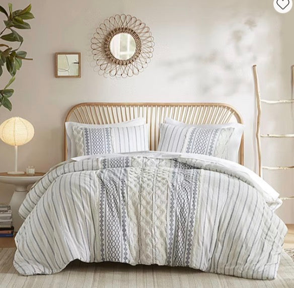 Ink+Ivy Imani Cotton Printed Comforter Set with Chenille 3-piece king/cal king