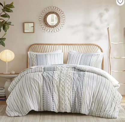 Ink+Ivy Imani Cotton Printed Comforter Set with Chenille 3-piece king/cal king