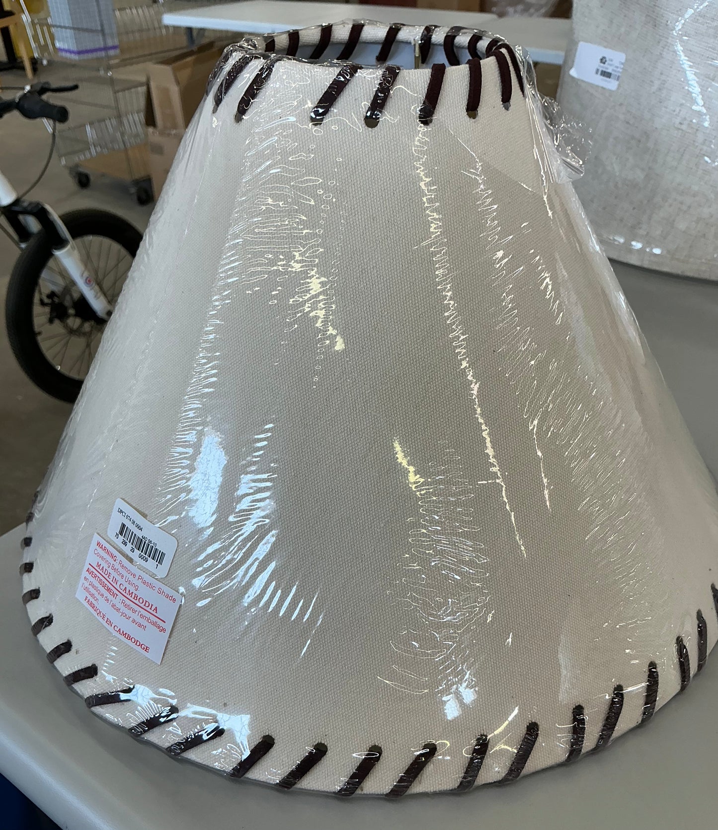 Whipstitch lamp shade - cream
