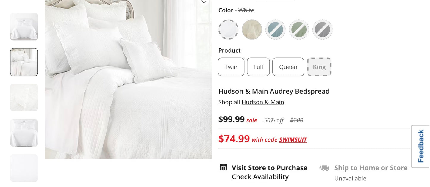 Hudson & Main Audrey Bedspread king