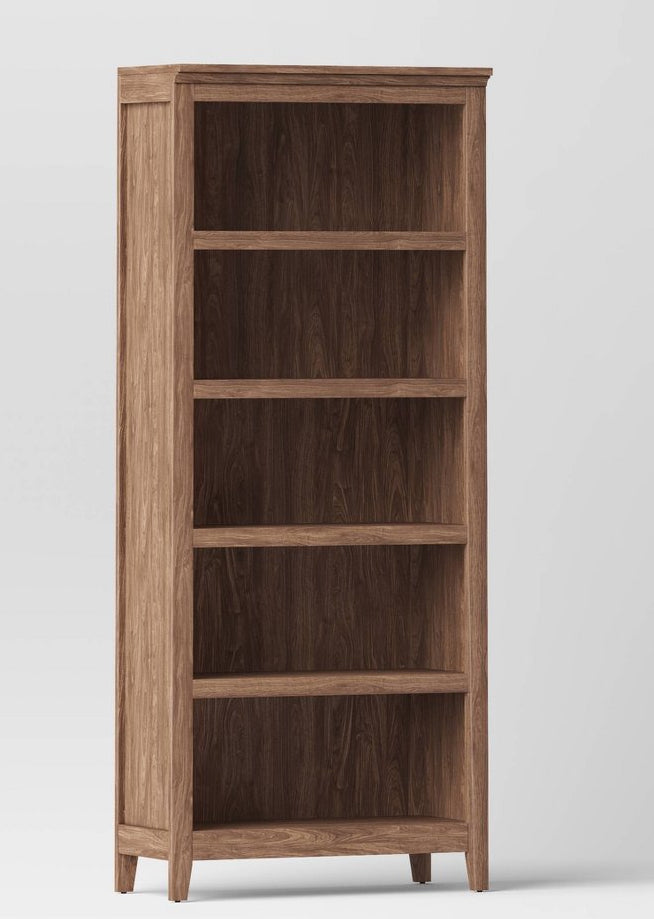 72" Carson 5 Shelf Bookcase : Durable Wood, Modern Design, Open Shelves