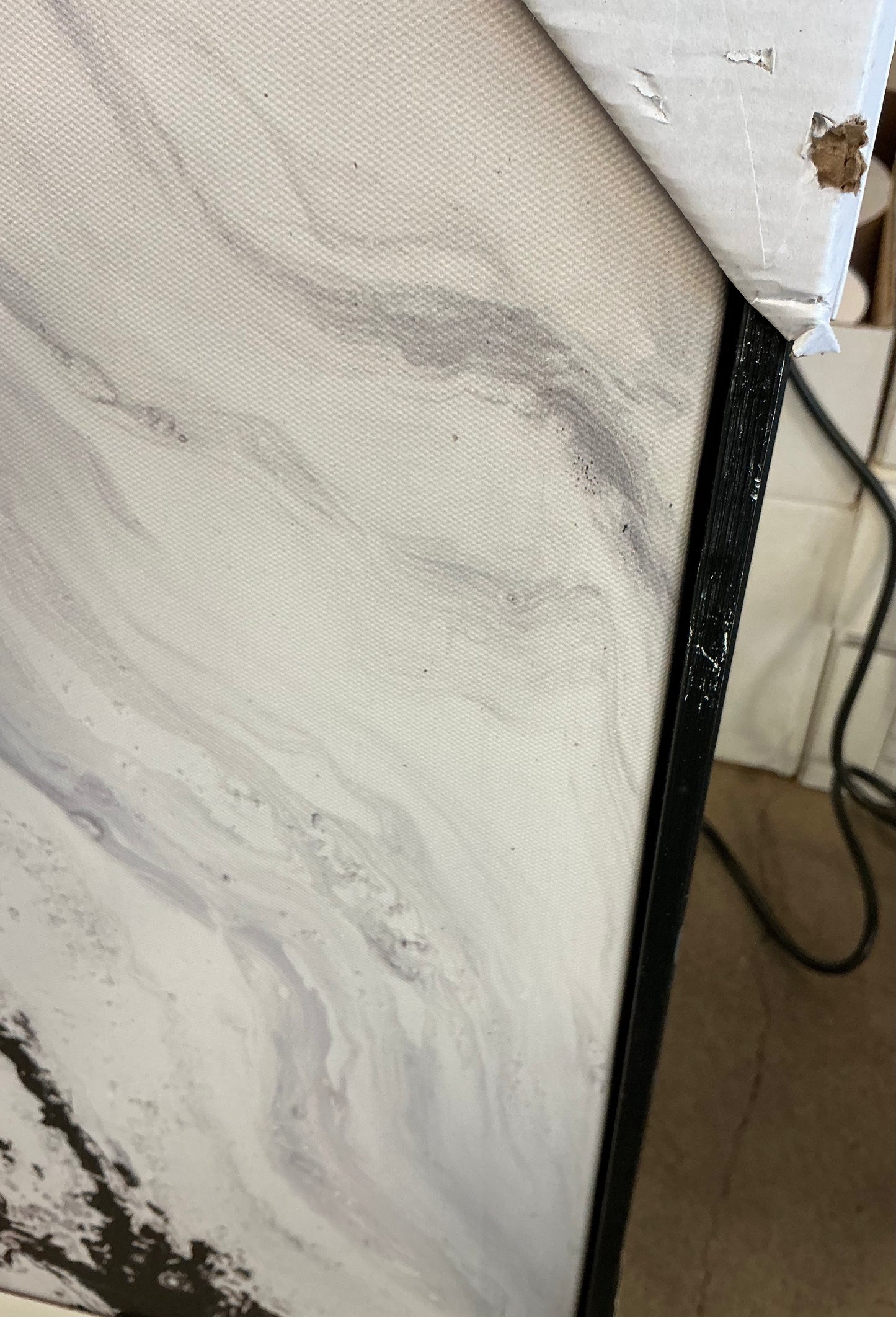 30" x 24" 2pk Marble Framed Printed Canvases Black/Tan - Threshold™: Abstract Digital Art, AS-IS INDENTED TOP LEFT PICKUP ONLY