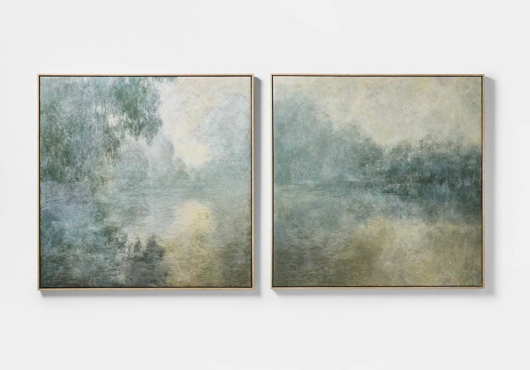 36” x 36” set of 2 blurry landscape framed wall art - PICK UP ONLY