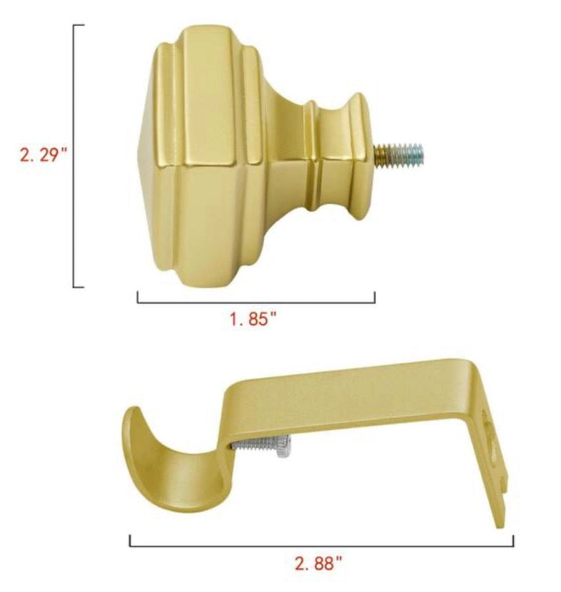 28 in. - 48 in. Adjustable Decorative Single Curtain Rod-5/8 in.Gold