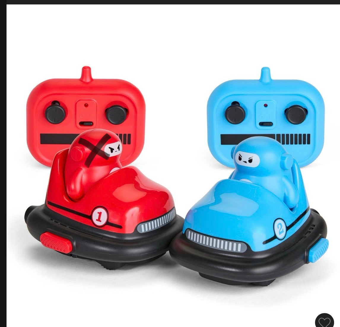 FAO Schwarz bot bumper cars remote control set - As-is missing red guy