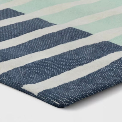 4'x5'6" Broken Checkered Kids' Rug - Green/Blue - Oort of Package - May Have Minor Cosmetic Flaws (see pictures) - FOR PICKUP ONLY