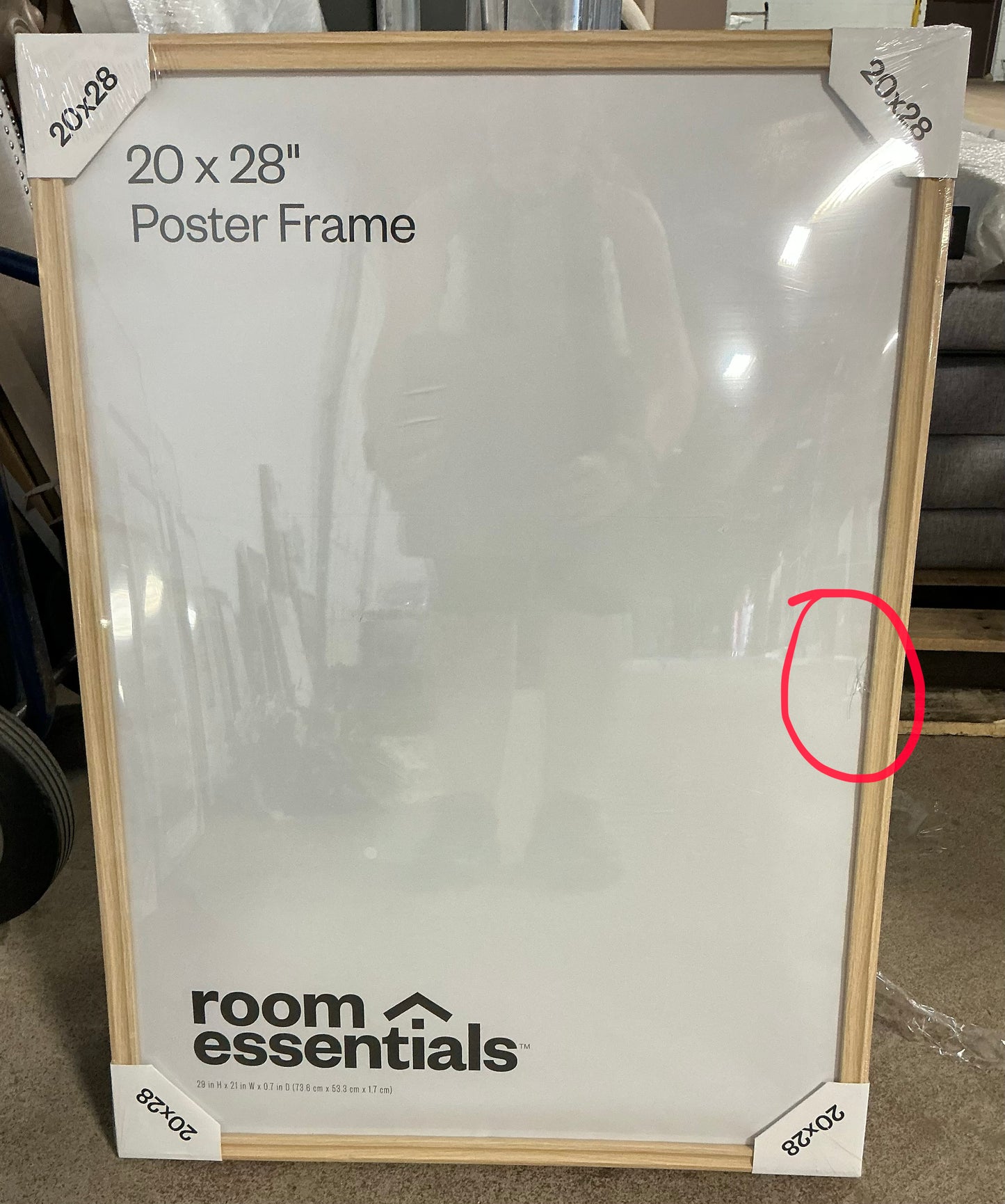 THRIFTY 70 - 20X28” traditional poster picture frame - AS IS - CRACKED ON THE FRONT - FINAL SALE - NO RETURNS - PICK UP ONLY