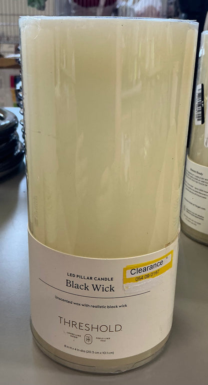 8” x 4” LED flameless black wick candle - AS IS - SOME MINOR COSMETIC FLAWS