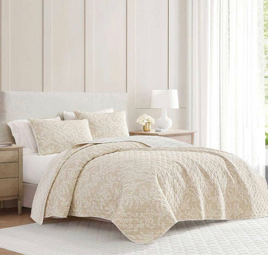 Martha Stewart Layered Branches Easy Care Quilt Set king