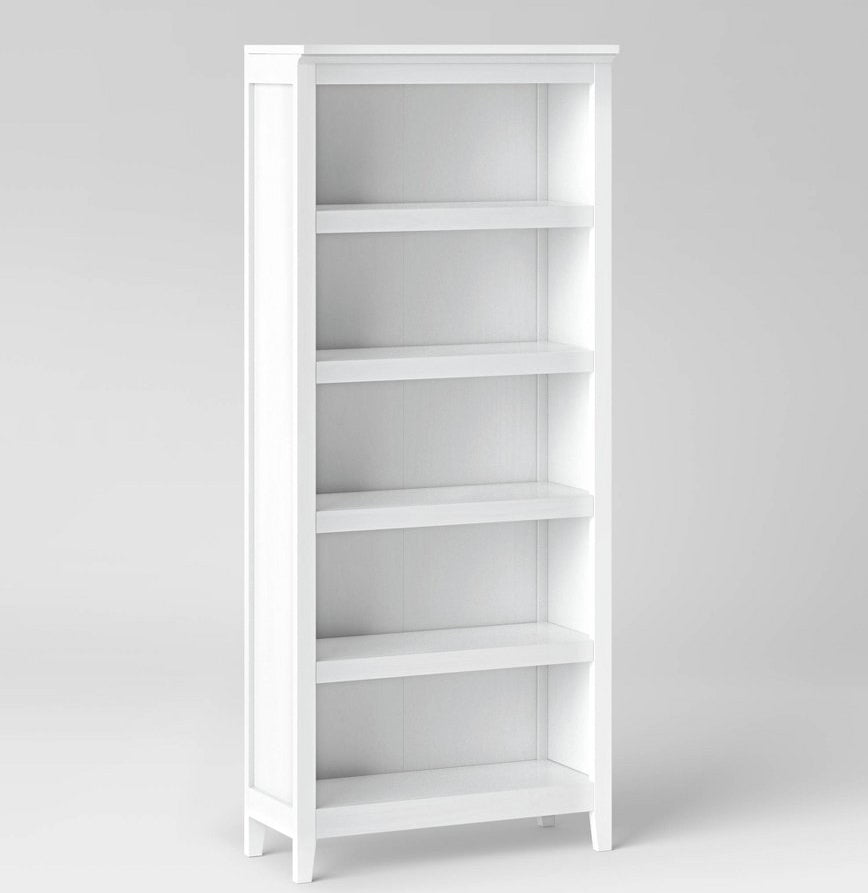 72" Carson 5 Shelf Bookcase : Durable Wood, Modern Design, Open Shelves