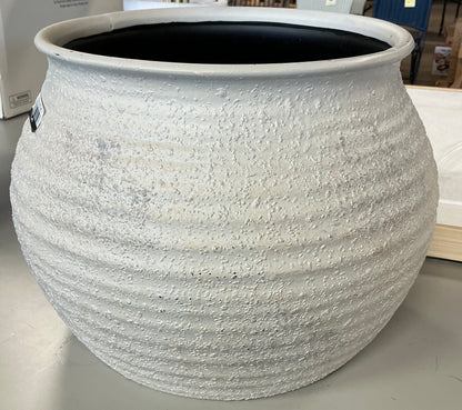 Sun bleached composite indoor/outdoor planter pot 14x14x10” - Cream - MINOR COSMETIC FLAWS - PICK UP ONLY