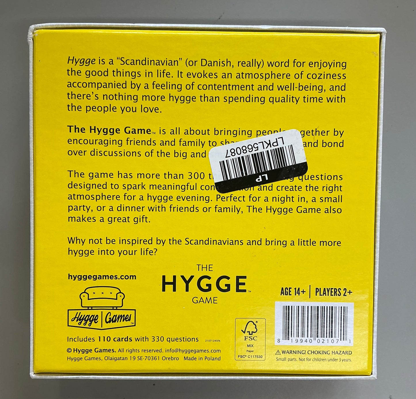 The Hygge game - OPEN BOX - MISSING INSTRUCTIONS