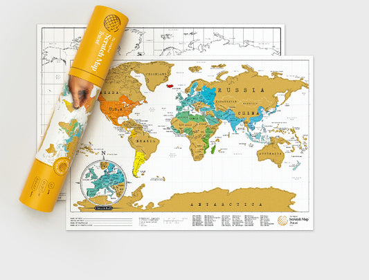 (CLEARANCE) Luckies of London Scratch Off World Map Original Travel Size | Mini Travel Map To Track Travels | Scratch Art & World Map Wall Art For Office Decor | Travel Journal Alternative | Travel Gifts | Small