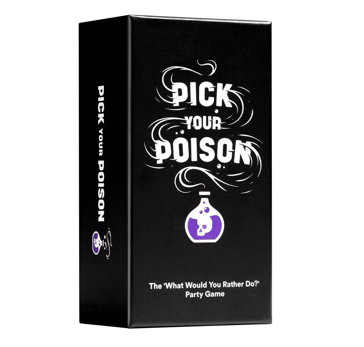Pick Your Poison party game, a card game centered around difficult "what would you rather do?" scenarios.