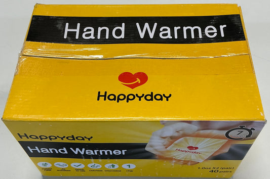 Happyday air-activated hand warmers, which come in a 40-pair bulk pack