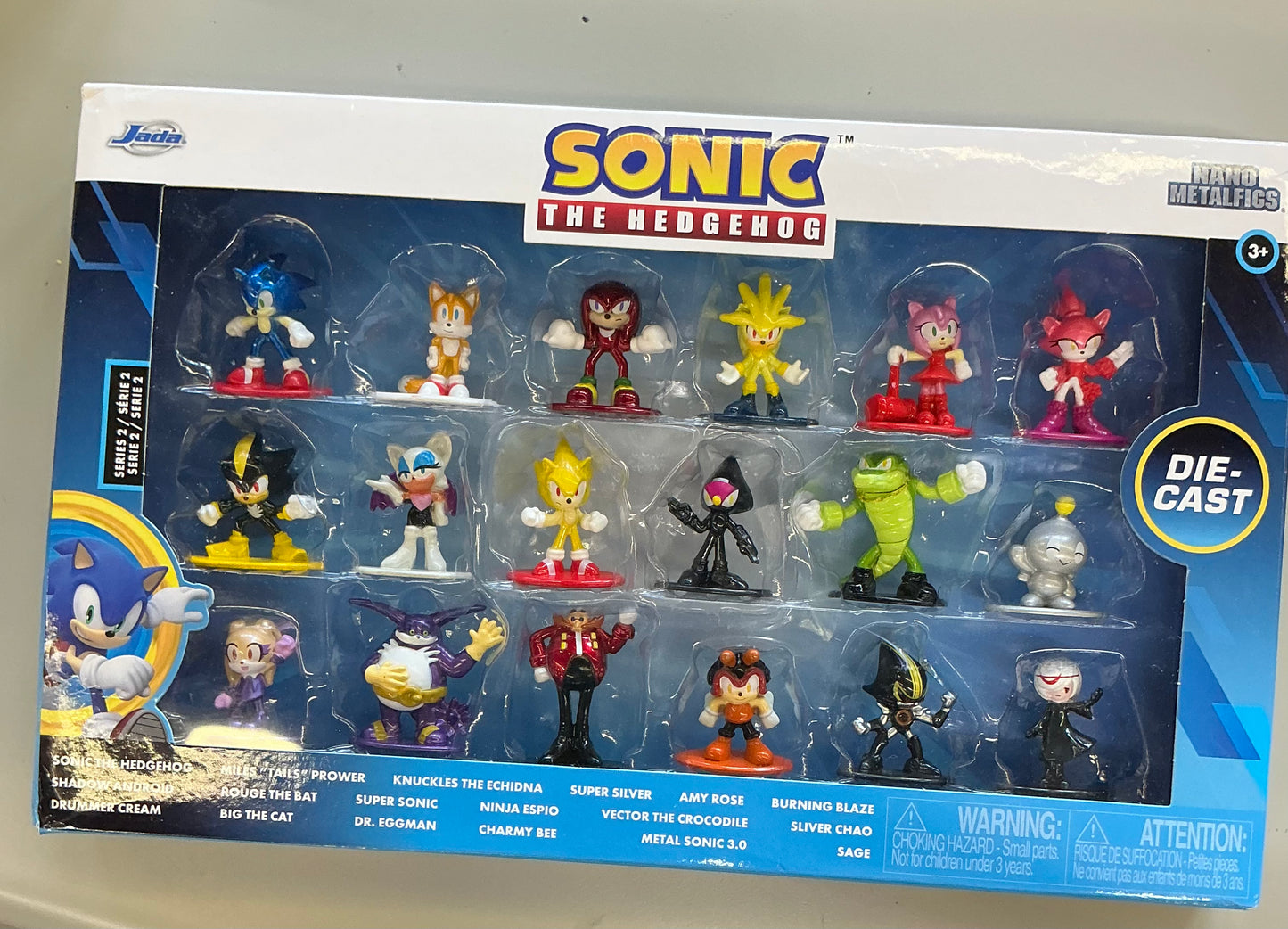 “Sonic the hedgehog” set of 18 diecast figures wave 2 “Nano Metalfigs” series diecast models by Jada - DAMAGED PACKAGE