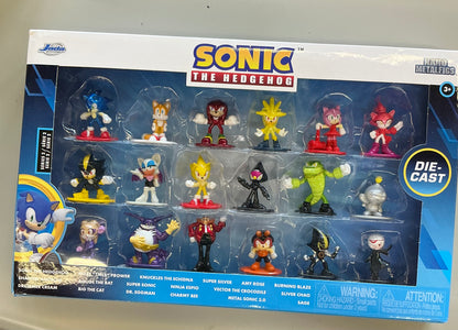“Sonic the hedgehog” set of 18 diecast figures wave 2 “Nano Metalfigs” series diecast models by Jada - DAMAGED PACKAGE