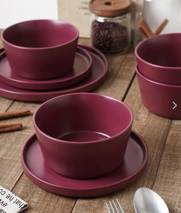 Chelsea Stoneware Dinnerware Set - Purple-24pcs