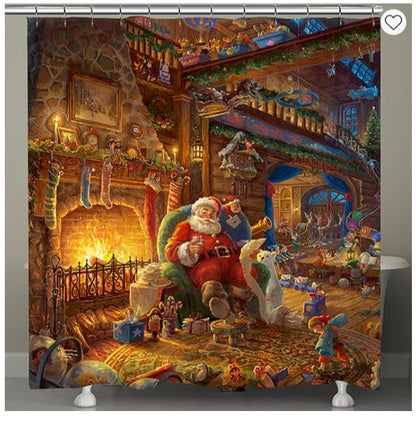 Thomas Kinkade Santa'S Workshop Shower Curtain 71x72 Inch