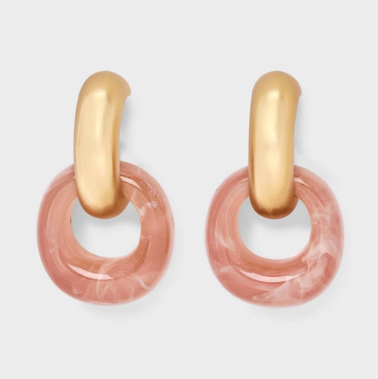 Linked Drop Hoop Earrings