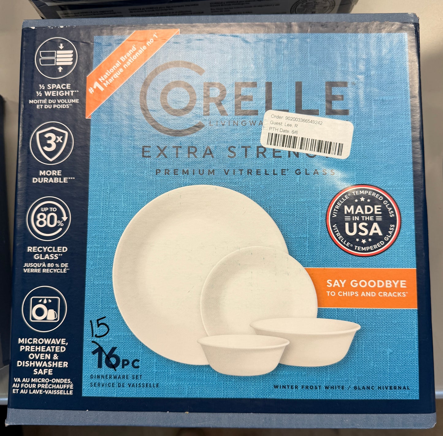 Corelle Extra Strength 15 pc Dish Set - Winter Frost