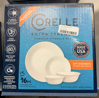 Corelle Extra Strength 15 pc Dish Set - Winter Frost