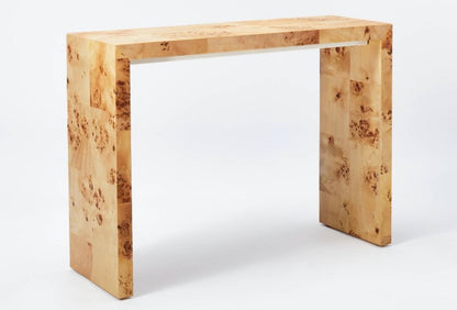 Ogden Burled Wood Console Table Brown
