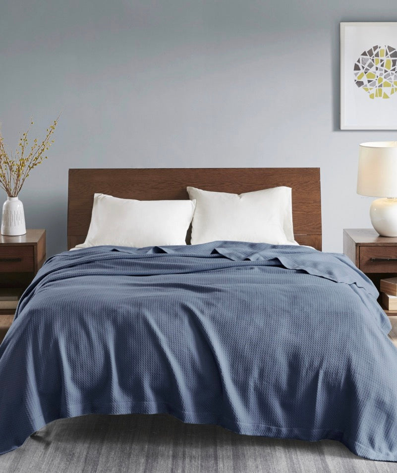 Madison Park Egyptian Cotton Blanket Full/Queen-Blue