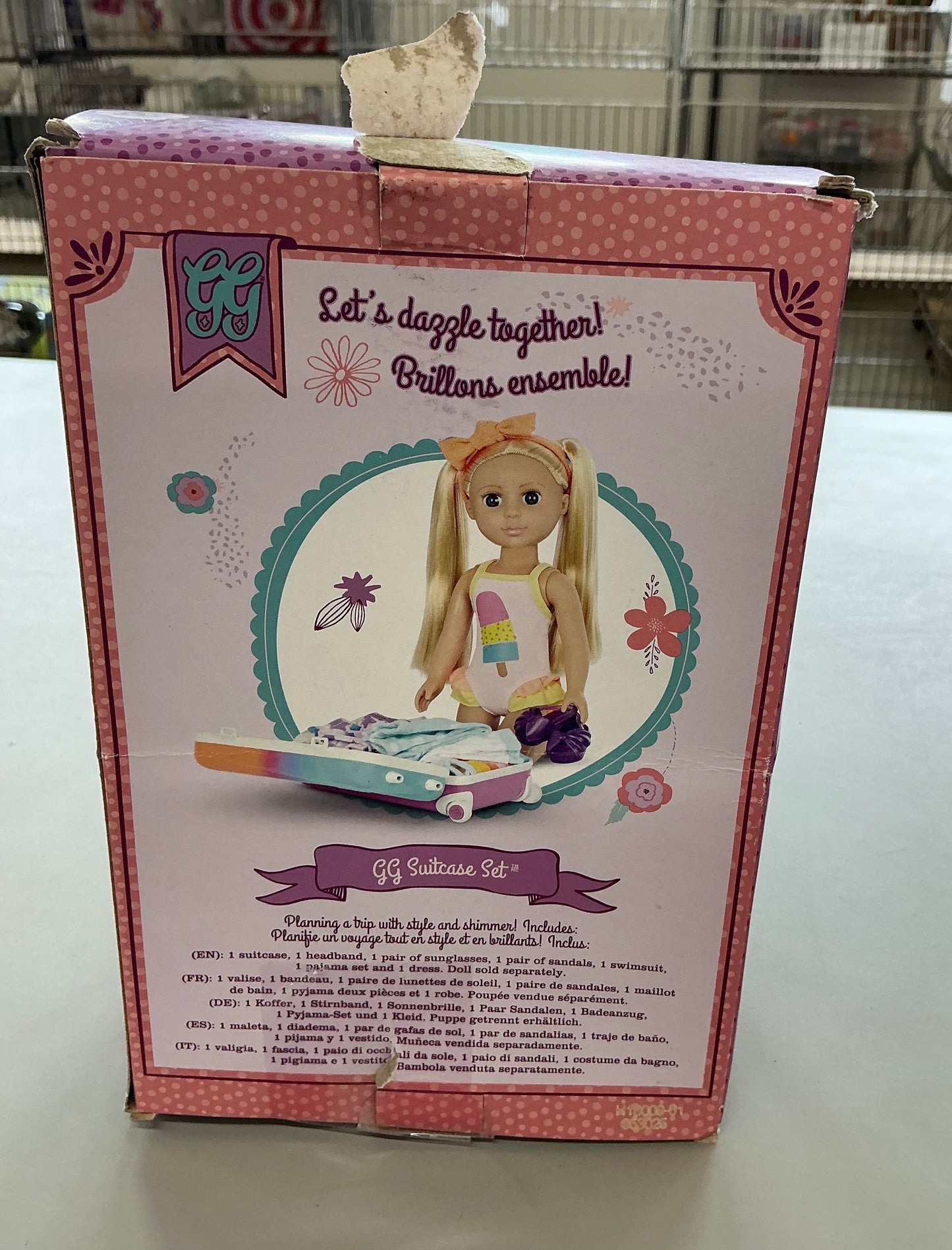 Glitter girls suitcase & travel outfit for 14” dolls: doll accessories & clothing set - OPEN/DAMAGED BOX