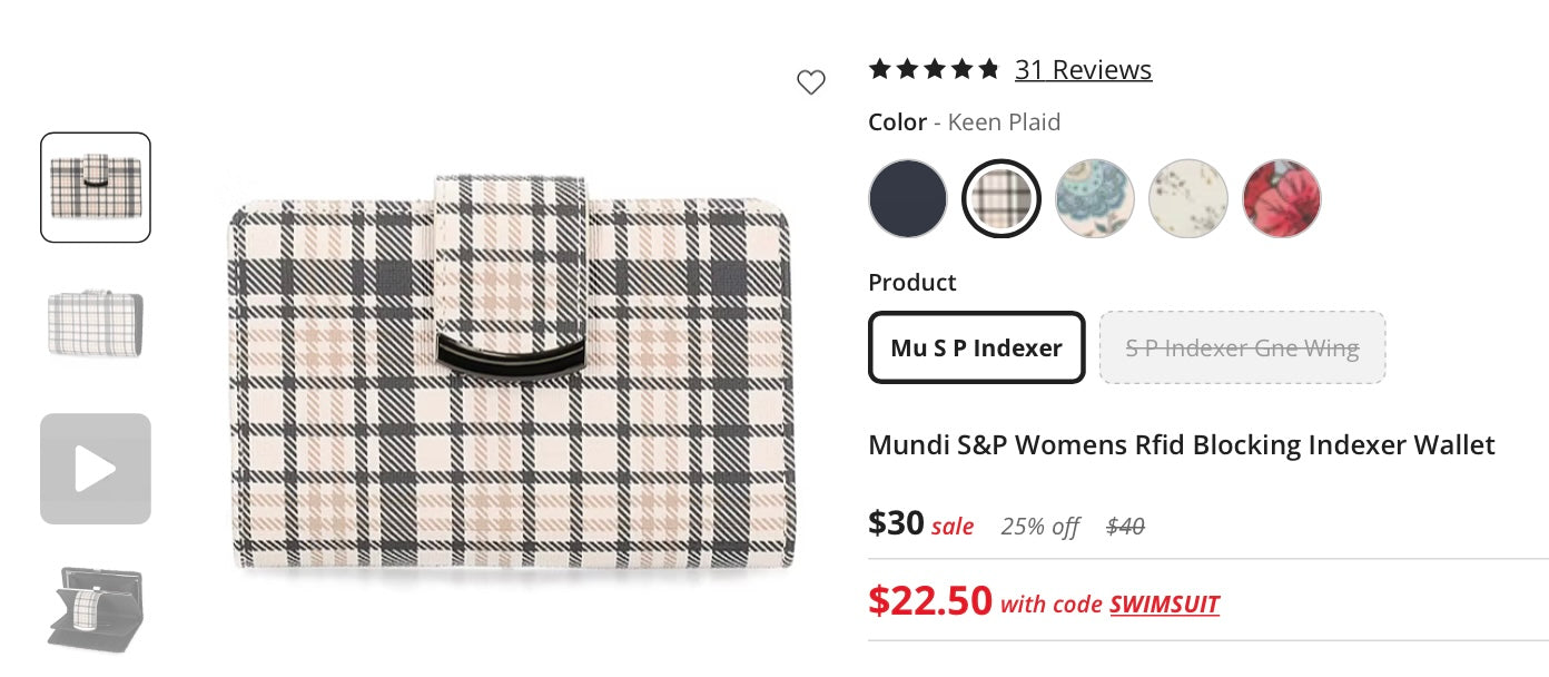 Mundi s&p women’s rfid blocking indexer wallet