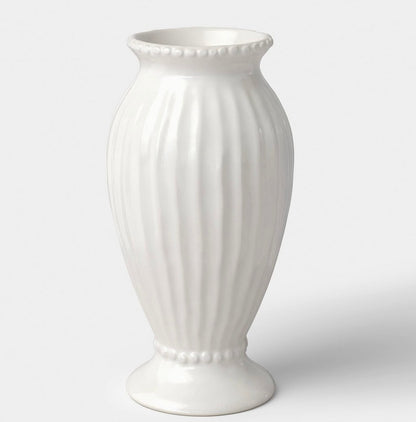 Tall beaded ceramic vase ivory - AS IS - SOME MINOR COSMETIC FLAWS