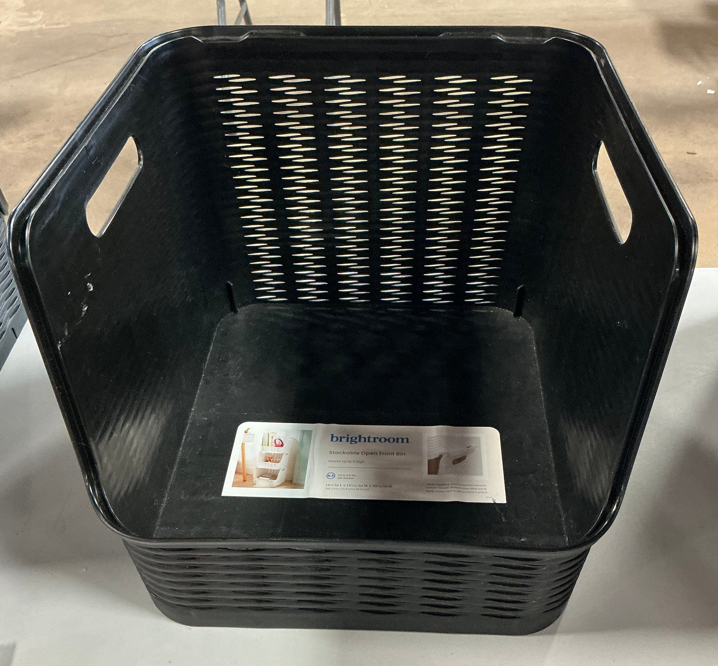 Stackable open front bin - black - 14.2” L x 12.9” W x 10” H - PICK UP ONLY