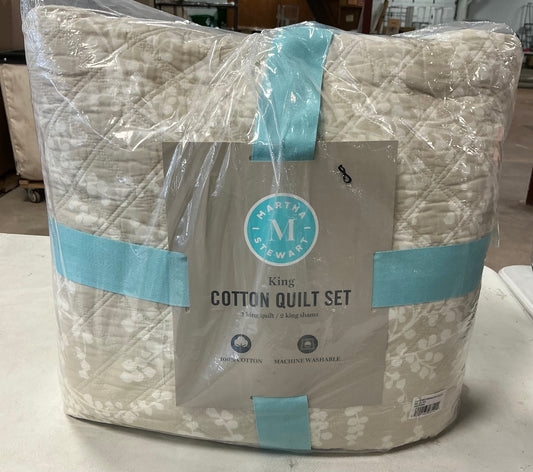 Martha Stewart Layered Branches Easy Care Quilt Set king