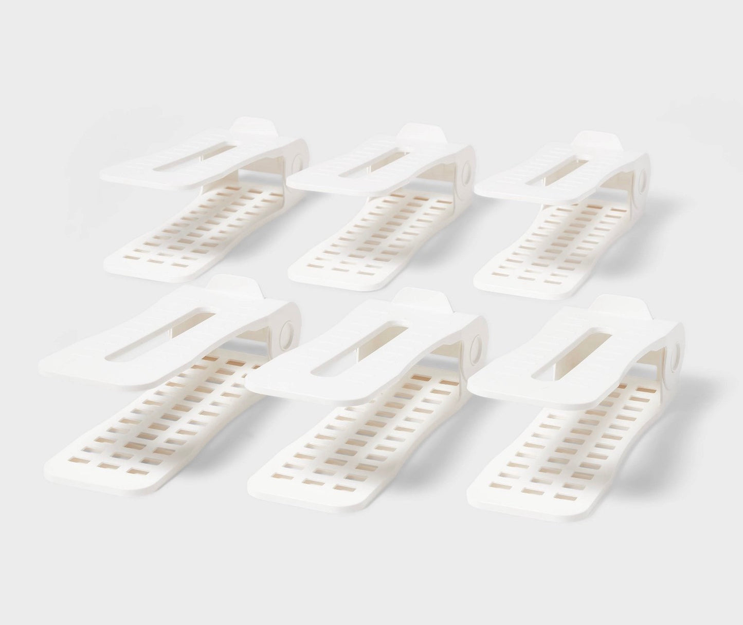 shoe organizers designed with a two-deck layout to maximize storage capacity 6pk