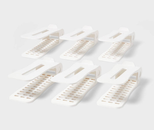 shoe organizers designed with a two-deck layout to maximize storage capacity 6pk