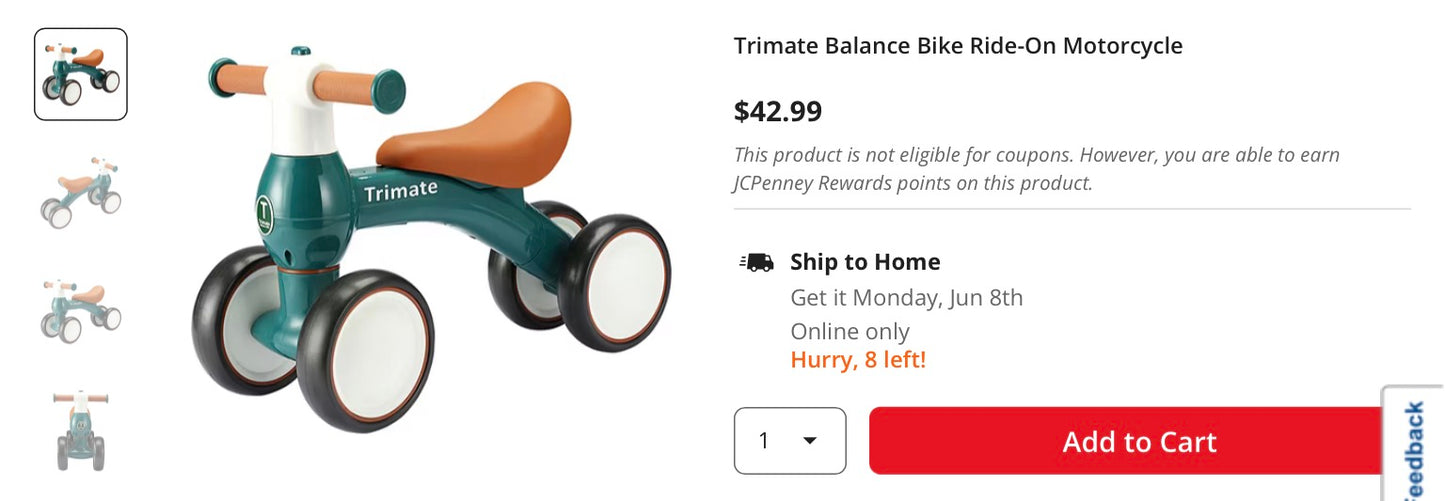 Trimate Balance Bike Ride-On Motorcycle