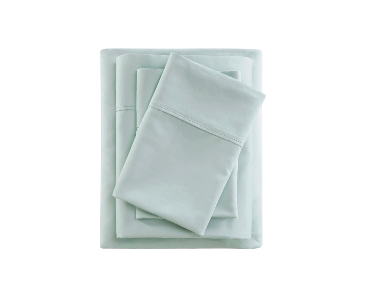 Beautyrest 600 Thread Count Cooling Cotton Blend 4 Pieces Sheet Set Queen-Included (1 Flat Sheet,1 Fitted Sheet and 2 Standard Pillowcases)-Seafom Blue