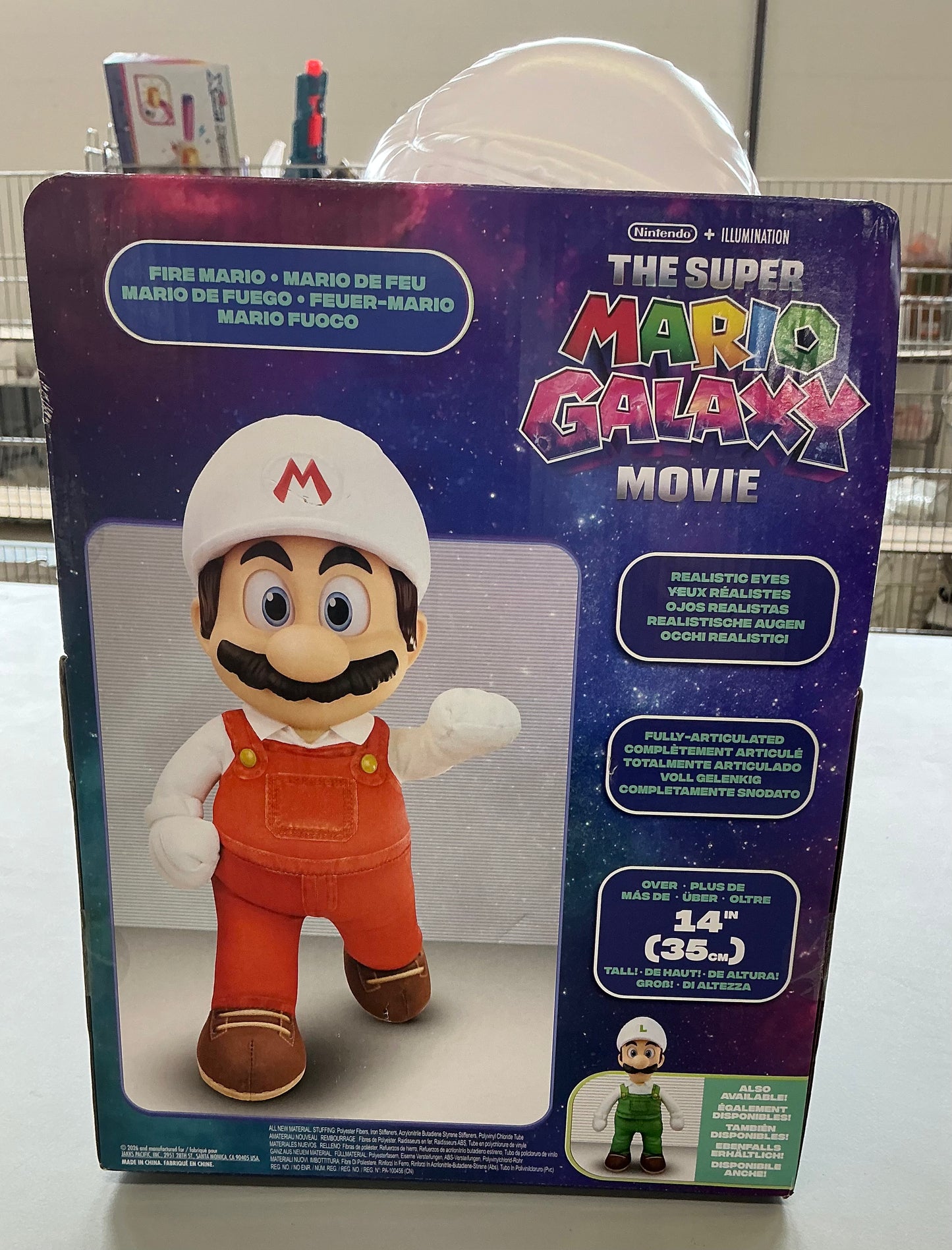 14” posable plush - Fire Mario - AS IS - SOME COSMETIC FLAWS (see picture)