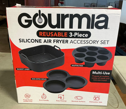 Gourmia reusable 3-pc silicone air fryer accessory set