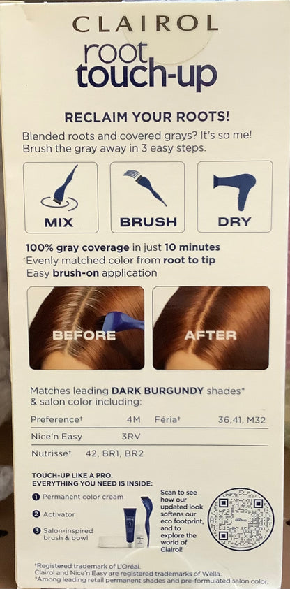 Clairol Root Touch-Up Permanent Hair Color - 4RV Dark
Burgundy - 1 Kit