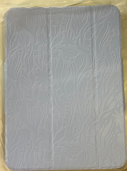 Case designed for the iPad (A16) 11-inch and iPad 10th Generation 10.9-inch light blue floral embossed protective case