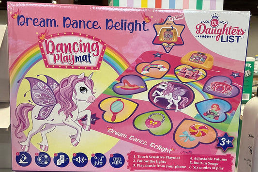 Daughters List brand unicorn-themed electronic dancing playmat designed for children aged three and up