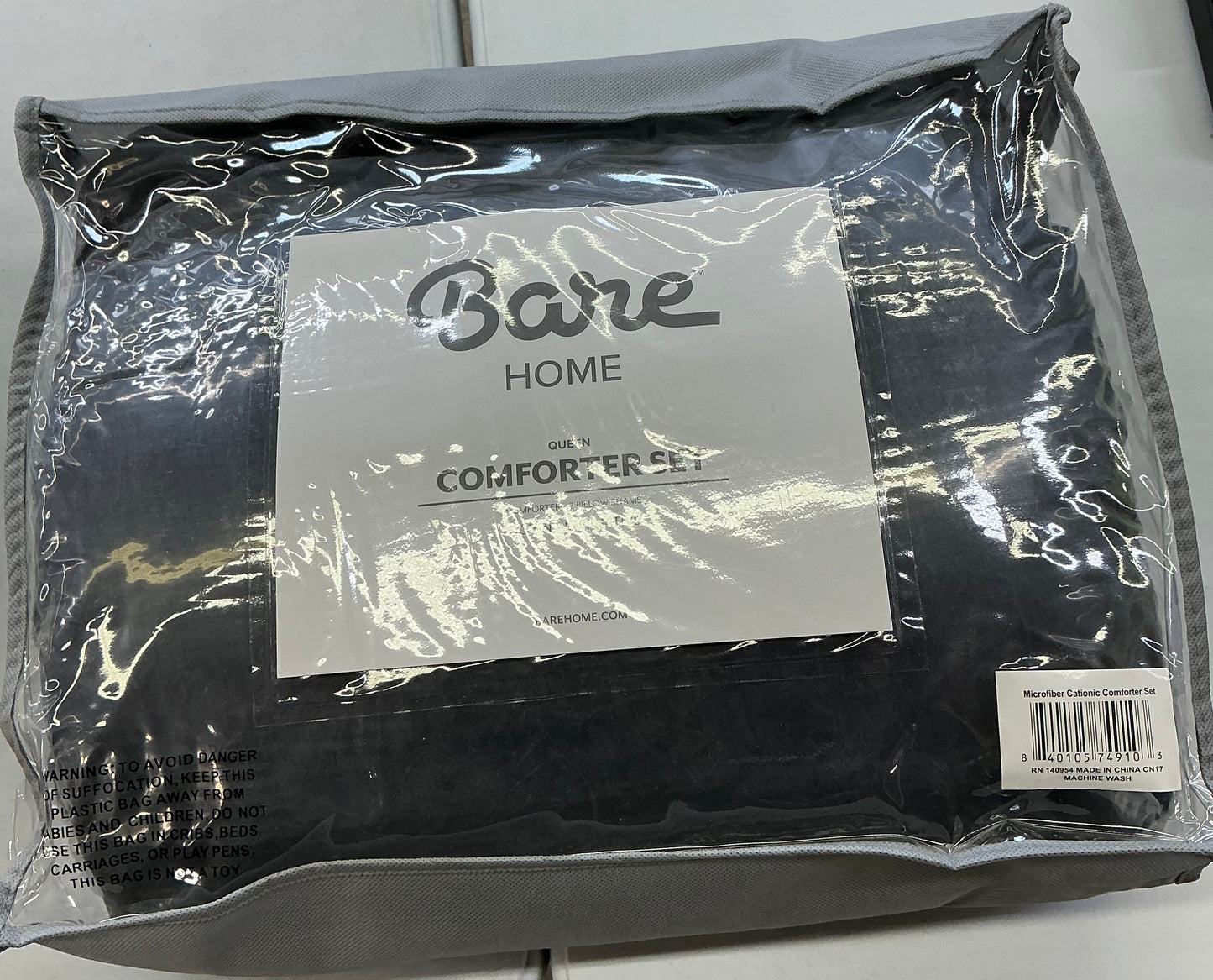 Bare home comforter set 3 pieces Queen-Heathered black